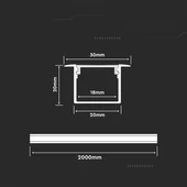 Led Strip Mounting Kit With Diffuser Aluminum 2000*30*20MM Milky