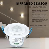 PIR Ceiling Sensor With Moving Head White