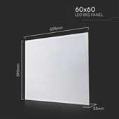 V-TAC süllyeszthető LED panel hideg fehér 40W 60 x 60cm, Philips tápegységgel - SKU 23823
