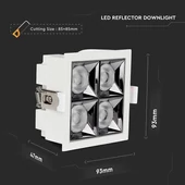 V-TAC süllyeszthető 12° mélysugárzó LED lámpa 16W meleg fehér - SKU 978