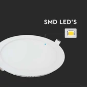 V-TAC süllyeszthető kerek fémházas LED panel 12W hideg fehér - SKU 214859