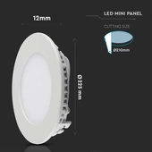 V-TAC süllyeszthető kerek fémházas LED panel 18W hideg fehér - SKU 214862