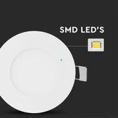 V-TAC süllyeszthető kerek fémházas LED panel 3W természetes fehér - SKU 216293