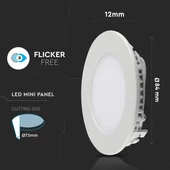 V-TAC süllyeszthető mennyezeti kerek LED panel 3W természetes fehér - SKU 6293