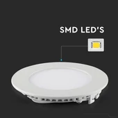 V-TAC süllyeszthető mennyezeti kerek LED panel 3W természetes fehér - SKU 6293