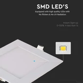 V-TAC süllyeszthető szögletes fémházas LED panel 12W hideg fehér - SKU 214868