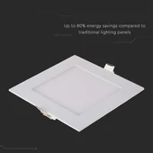 V-TAC süllyeszthető szögletes fémházas LED panel 12W hideg fehér - SKU 214868