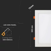 V-TAC süllyeszthető mennyezeti szögletes LED panel 36W természetes fehér - SKU 6430