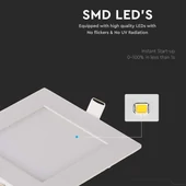 V-TAC süllyeszthető szögletes fémházas LED panel 6W hideg fehér - SKU 214865