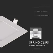 V-TAC süllyeszthető szögletes fémházas LED panel 6W hideg fehér - SKU 214865