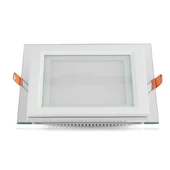 V-TAC süllyeszthető mennyezeti szögletes üveg LED panel 12W hideg fehér - SKU 4741