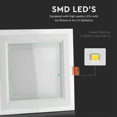 V-TAC süllyeszthető mennyezeti szögletes üveg LED panel 12W természetes fehér - SKU 6278
