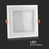 V-TAC süllyeszthető mennyezeti szögletes üveg LED panel 12W természetes fehér - SKU 6278