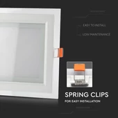 V-TAC süllyeszthető mennyezeti szögletes üveg LED panel 12W természetes fehér - SKU 6278