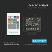 V-TAC szinkronizálható dimmelhető vezérlő távirányítóval RGB LED szalaghoz (kicsi) - SKU 3340