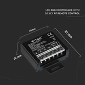 V-TAC szinkronizálható dimmelhető vezérlő távirányítóval RGB LED szalaghoz (kicsi) - SKU 3340