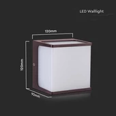 V-TAC szögletes 8W fali lámpa, IP65, Corten barna, természetes fehér - SKU 10283