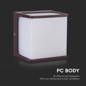 V-TAC szögletes 8W fali lámpa, IP65, Corten barna, természetes fehér - SKU 10283