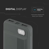 V-TAC szürke, 10000mAh powerbank, kijelzővel - SKU 8852