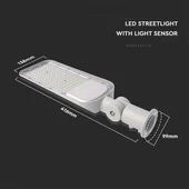 V-TAC utcai LED lámpa, térvilágító alkonyszenzoros lámpatest 30W hideg fehér - SKU 20431