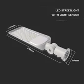 V-TAC utcai LED lámpa, térvilágító alkonyszenzoros lámpatest 50W hideg fehér - SKU 20433