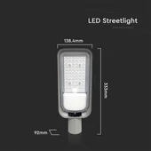V-TAC utcai LED lámpa, térvilágító ledes lámpatest 30W hideg fehér - SKU 7887