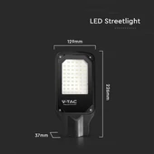 V-TAC utcai LED térvilágító, 30W, természetes fehér, fekete házas - SKU 10206