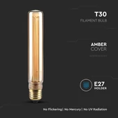 V-TAC Vintage 2W borostyán E27 ART filament T30 LED égő, 1800K - SKU 217473