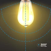 V-TAC Vintage 4W borostyán E27 ART filament ST64 LED égő, 1800K - SKU 217474