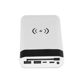 V-TAC fehér, 20000mAh powerbank vezeték nélküli töltővel, kijelzővel - SKU 8860