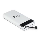 V-TAC fehér, 20000mAh powerbank vezeték nélküli töltővel, kijelzővel - SKU 8860