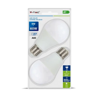 LED Bulb - 9W E27 A60 Thermoplastic Color Change 2700K 2 PCS/Blister