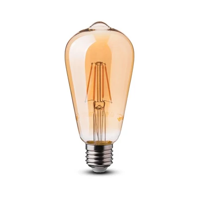V-TAC 6W borostyán E27 meleg fehér filament LED égő - SKU 4362
