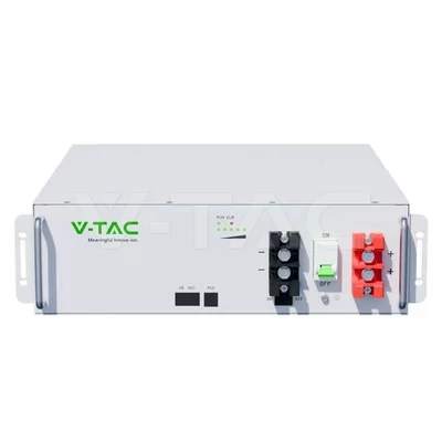 V-TAC 5kWh lítium akkumulátor, RACK-be szerelhető, fehér házas - SKU 12323