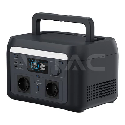 V-TAC hordozható áramfejlesztő, max. 1200W terheléshez, Napelemes töltési lehetőséggel - SKU 11443