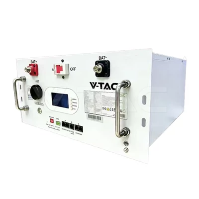 V-TAC 48V 9.6 kWh rack szekrénybe szerelhető, WiFi képes napelem akkumulátor, fehér - SKU 12718