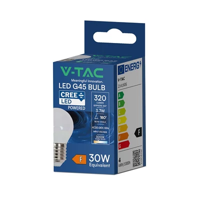 V-TAC CREE LED 3.7W E27 meleg fehér G45 LED égő - SKU 2141606
