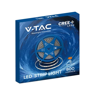 V-TAC DC24V 5mm SMD CREE LED szalag IP20, SMD 2835 chip, 120 LED/m, természetes fehér - SKU 240816