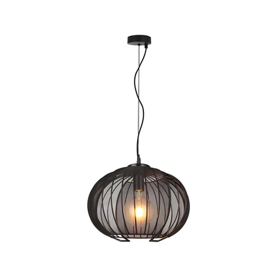 V-TAC gömb alakú dekoratív szövet és fém csillár, E27 foglalattal, fekete - SKU 24116