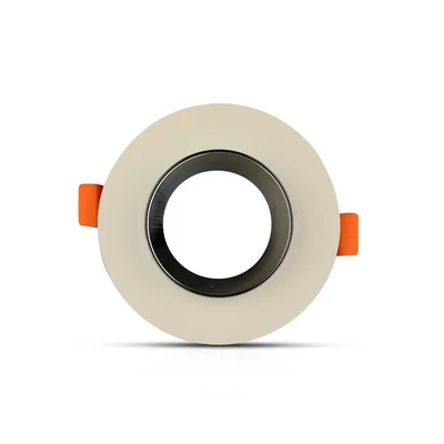 V-TAC GU10 LED spotlámpa keret, törtfehér+króm fix lámpatest - SKU 3126