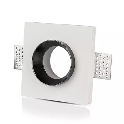 GU10 Fitting Gypsum White Recessed Light With Chrome Metal Square