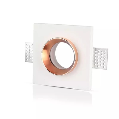 V-TAC GU10 LED spotlámpa keret, fehér+rózsaarany fix lámpatest - SKU 3150