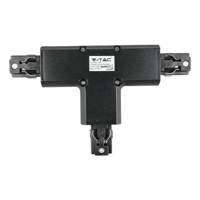 V-TAC T alakú tracklight sín csatlakozó, fekete - SKU 3524