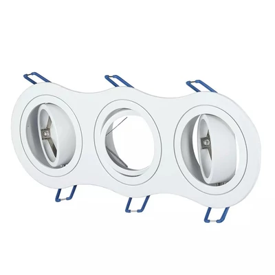 V-TAC GU10 LED 3 foglalatos spotlámpa keret, fehér billenthető lámpatest - SKU 3603