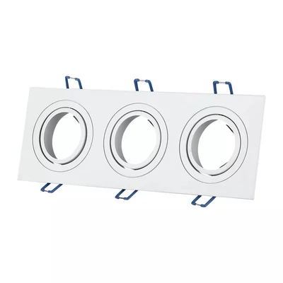 V-TAC GU10 LED 3 foglalatos spotlámpa keret, fehér billenthető lámpatest - SKU 3609