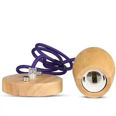 Wooden Pendant Light Purple Wire