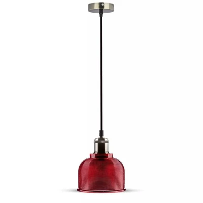 V-TAC piros üveg csillár, függeszték E27 foglalattal - SKU 3731