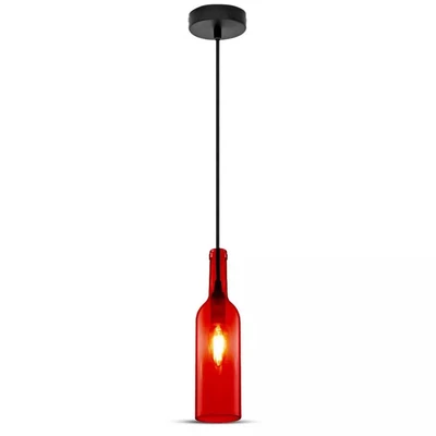 V-TAC üveg alakú, piros lámpa, függeszték E14 foglalattal - SKU 3769