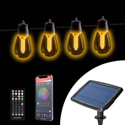 Smart szolár fényfüzér - 25 db fehér LED - állítható színhőmérséklet - 13,6 m - bluetooth vezérlés