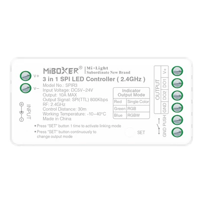 MiLight 3in1 zónázható rádiófrekvenciás SPI vezérlő, egyszínű, RGB, RGBW - SPIR3